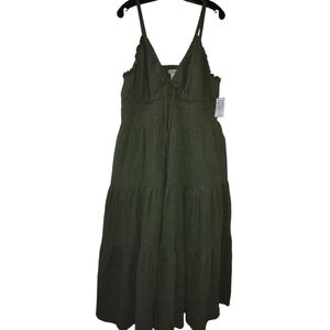 Torrid Festi Olive Green Women's Tie Front Maxi Dress 2X 18/20 NWT